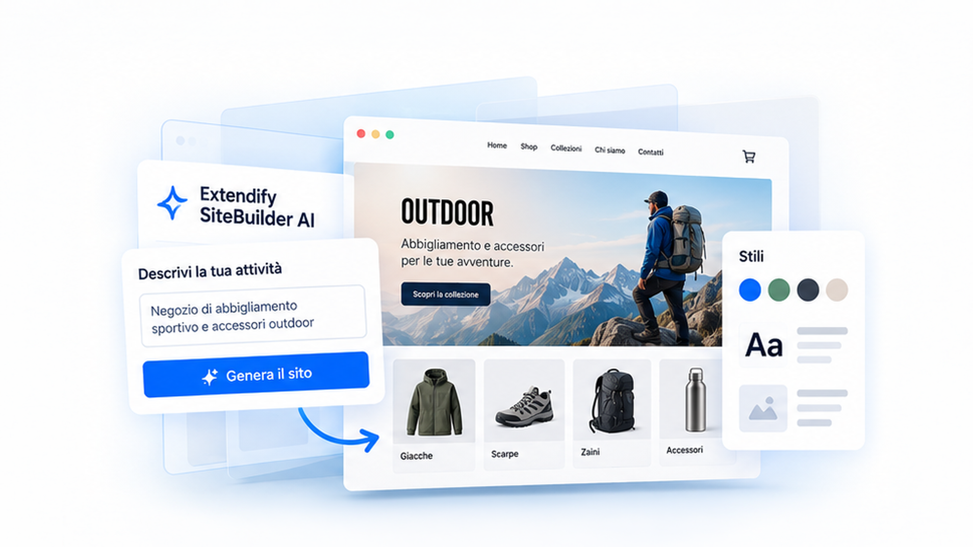 SiteBuilder AI per creare pagine e contenuti WooCommerce
